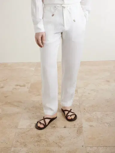 Canali Straight-Leg Linen Trousers - Men | Thumbnail 3