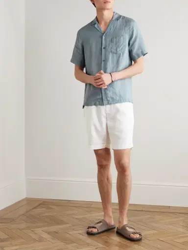 Frescobol Carioca Felipe Straight-Leg Linen and Cotton-Blend Drawstring Shorts - Men | Thumbnail 2 Frescobol Carioca Felipe Straight-Leg Linen and Cotton-Blend Drawstring Shorts - Men | Thumbnail 2