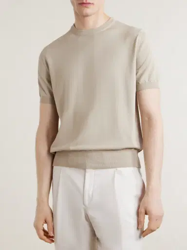 Canali Knitted Cotton T-Shirt - Men | Thumbnail 3