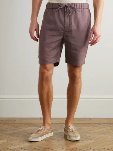 Frescobol Carioca Felipe Straight-Leg Linen and Cotton-Blend Drawstring Shorts - Men | Thumbnail 3