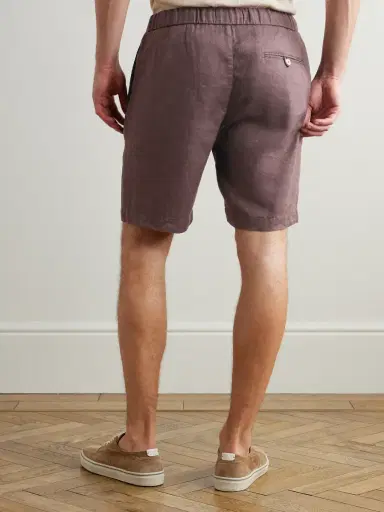 Frescobol Carioca Felipe Straight-Leg Linen and Cotton-Blend Drawstring Shorts - Men | Thumbnail 4