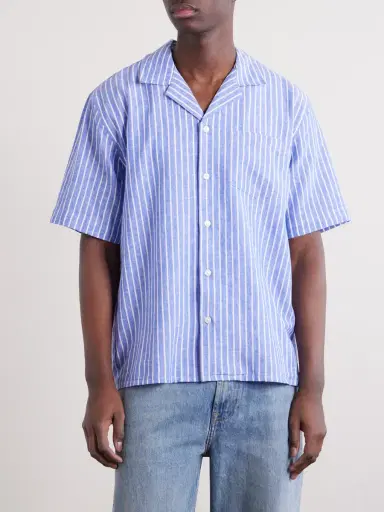 Corridor Camp-Collar Striped Linen and Cotton-Blend Shirt - Men | Thumbnail 3 Corridor Camp-Collar Striped Linen and Cotton-Blend Shirt - Men | Thumbnail 3