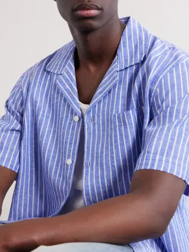 Corridor Camp-Collar Striped Linen and Cotton-Blend Shirt - Men | Thumbnail 5 Corridor Camp-Collar Striped Linen and Cotton-Blend Shirt - Men | Thumbnail 5