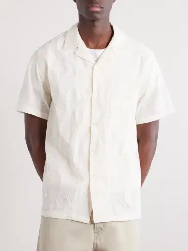 Portuguese Flannel Duke Convertible-Collar Embroidered Cotton-Blend Shirt - Men | Thumbnail 3