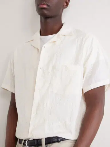 Portuguese Flannel Duke Convertible-Collar Embroidered Cotton-Blend Shirt - Men | Thumbnail 5