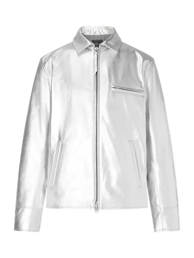 The Waterfront Slim-Fit Metallic Leather Jacket - Men