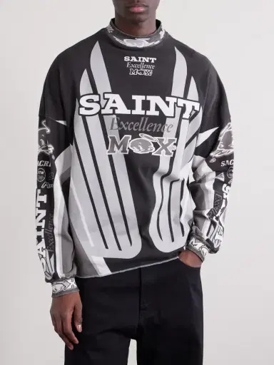 SAINT Mxxxxxx Printed Cotton-Jersey Sweater - Men | Thumbnail 3