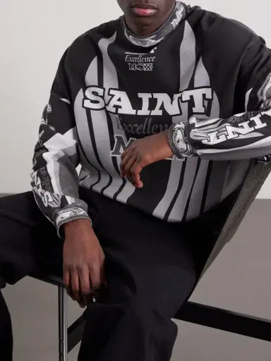 SAINT Mxxxxxx Printed Cotton-Jersey Sweater - Men | Thumbnail 6