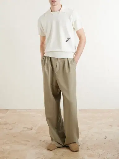Jacquemus Logo-Embroidered Knitted Cotton and Silk-Blend Polo Shirt - Men | Thumbnail 2