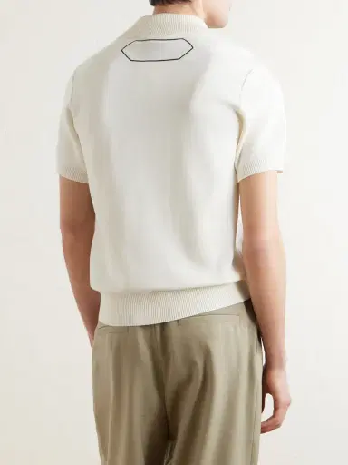 Jacquemus Logo-Embroidered Knitted Cotton and Silk-Blend Polo Shirt - Men | Thumbnail 4