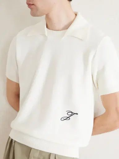 Jacquemus Logo-Embroidered Knitted Cotton and Silk-Blend Polo Shirt - Men | Thumbnail 5