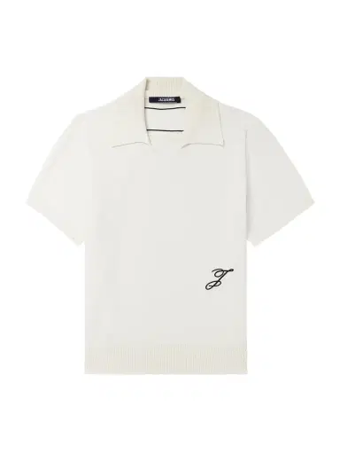 Jacquemus Logo-Embroidered Knitted Cotton and Silk-Blend Polo Shirt - Men | Thumbnail 1