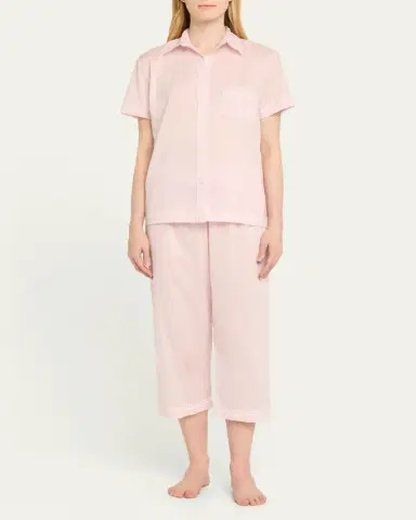 Pour Les Femmes Cotton Lawn Short-Sleeve Crop Pajama Set | Thumbnail 2 Pour Les Femmes Cotton Lawn Short-Sleeve Crop Pajama Set | Thumbnail 2