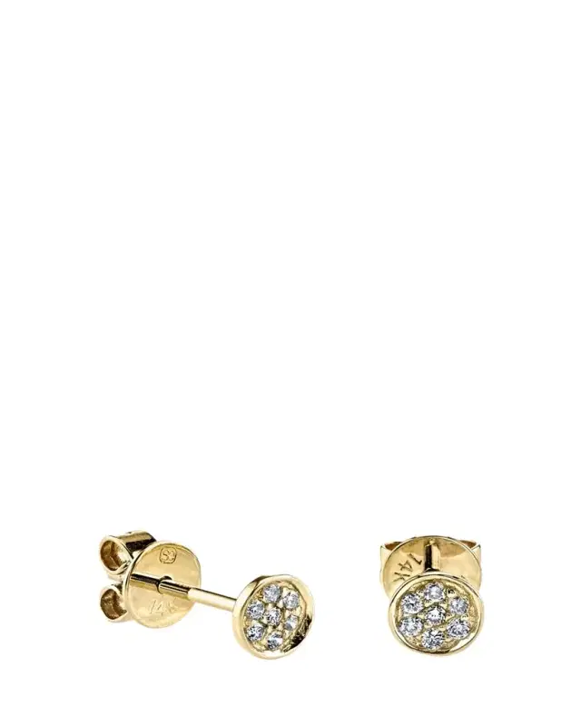 Single Pave Diamond Disc Stud Earring