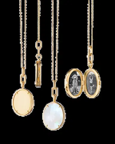 Monica Rich Kosann "Elle" Stone Slim 18K Yellow Gold Locket Necklace | Thumbnail 2 Monica Rich Kosann "Elle" Stone Slim 18K Yellow Gold Locket Necklace | Thumbnail 2