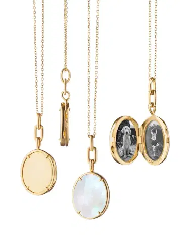 Monica Rich Kosann "Elle" Stone Slim 18K Yellow Gold Locket Necklace | Thumbnail 1 Monica Rich Kosann "Elle" Stone Slim 18K Yellow Gold Locket Necklace | Thumbnail 1
