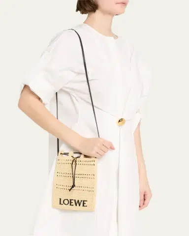 Loewe x Paula's Ibiza Pocket Drawstring Raffia Crossbody Bag | Thumbnail 2