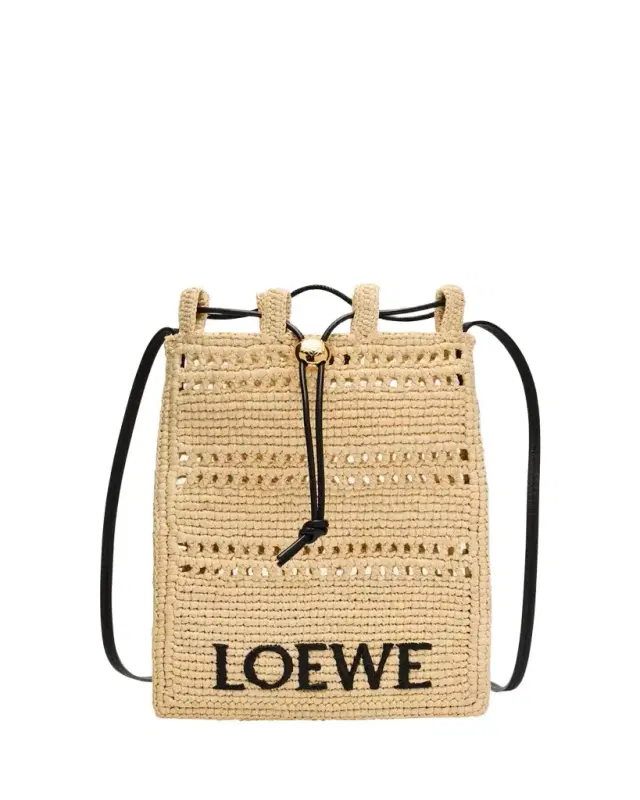 x Paula's Ibiza Pocket Drawstring Raffia Crossbody Bag