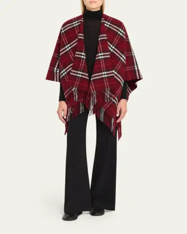 Burberry Charlotte Check Wool Cashmere Cape | Thumbnail 6