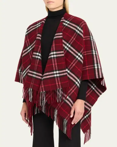 Burberry Charlotte Check Wool Cashmere Cape | Thumbnail 8