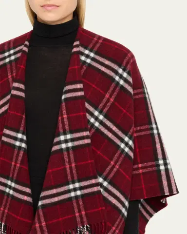 Burberry Charlotte Check Wool Cashmere Cape | Thumbnail 9