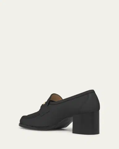 Valentino Garavani 60mm VLogo Signature Leather Block-Heel Penny Loafers | Thumbnail 2 Valentino Garavani 60mm VLogo Signature Leather Block-Heel Penny Loafers | Thumbnail 2