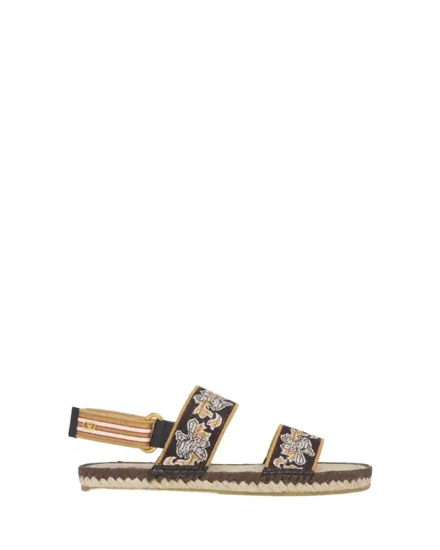 Valentino Garavani Bribri Embroidered Flat Espadrille Sandals