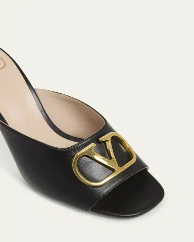 Valentino Garavani 80mm VLogo Signature Leather Mule Pumps | Thumbnail 3 Valentino Garavani 80mm VLogo Signature Leather Mule Pumps | Thumbnail 3