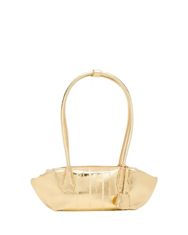 Breeze Metallic Leather Baguette Shoulder Bag