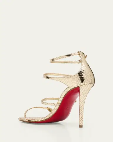 Christian Louboutin 100mm Millenium Strappy Embossed Metallic Leather Sandals | Thumbnail 4