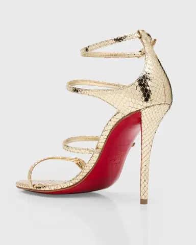 Christian Louboutin 100mm Millenium Strappy Embossed Metallic Leather Sandals | Thumbnail 8