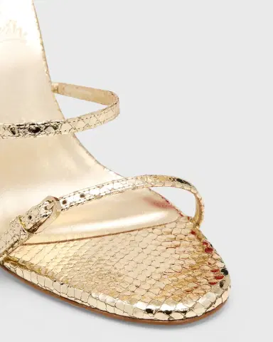 Christian Louboutin 100mm Millenium Strappy Embossed Metallic Leather Sandals | Thumbnail 9