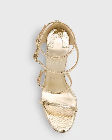 Christian Louboutin 100mm Millenium Strappy Embossed Metallic Leather Sandals | Thumbnail 10
