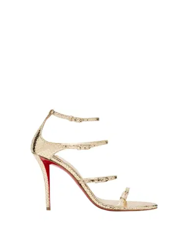 Christian Louboutin 100mm Millenium Strappy Embossed Metallic Leather Sandals | Thumbnail 1