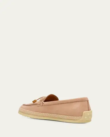 Tod's Nubuck Suede and Raffia Loafers | Thumbnail 2 Tod's Nubuck Suede and Raffia Loafers | Thumbnail 2