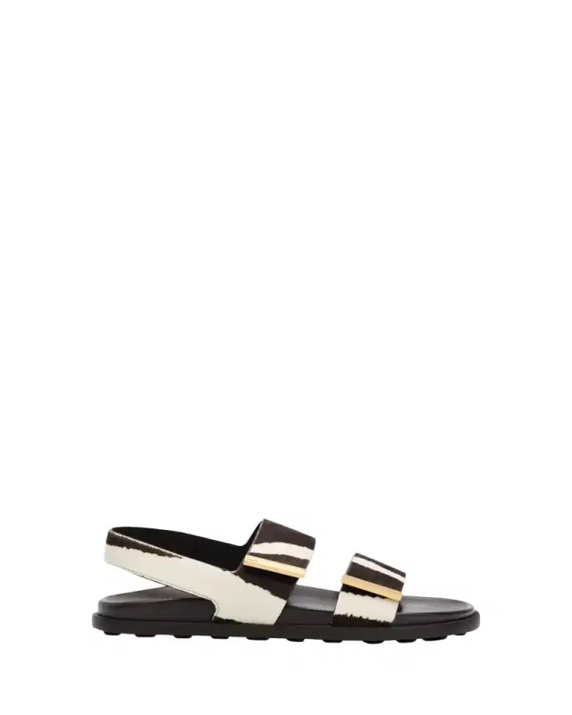Tod's Zebra-Printed Calf Hair Slingback Sandals