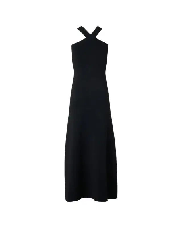 Crisscross Knit Halter Maxi Dress
