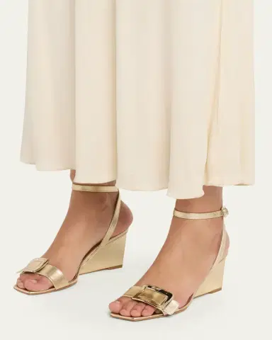 Roger Vivier 60mm Belle Vivier Metallic Leather Wedge Sandals | Thumbnail 2 Roger Vivier 60mm Belle Vivier Metallic Leather Wedge Sandals | Thumbnail 2