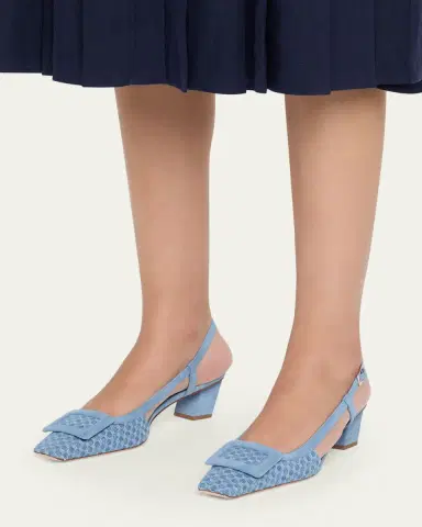Roger Vivier 45mm Belle Vivier Denim Slingback Pumps | Thumbnail 2 Roger Vivier 45mm Belle Vivier Denim Slingback Pumps | Thumbnail 2