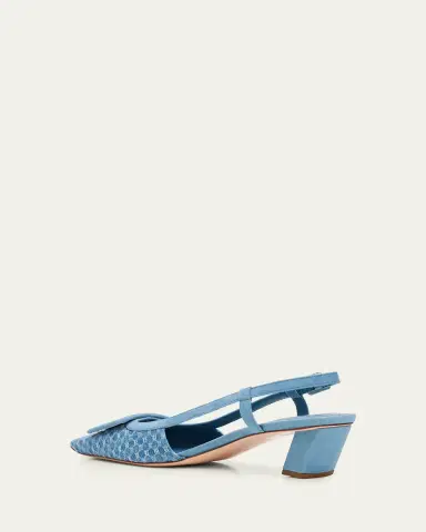 Roger Vivier 45mm Belle Vivier Denim Slingback Pumps | Thumbnail 4 Roger Vivier 45mm Belle Vivier Denim Slingback Pumps | Thumbnail 4