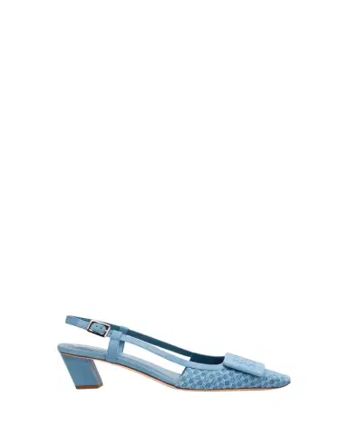 Roger Vivier 45mm Belle Vivier Denim Slingback Pumps | Thumbnail 1 Roger Vivier 45mm Belle Vivier Denim Slingback Pumps | Thumbnail 1