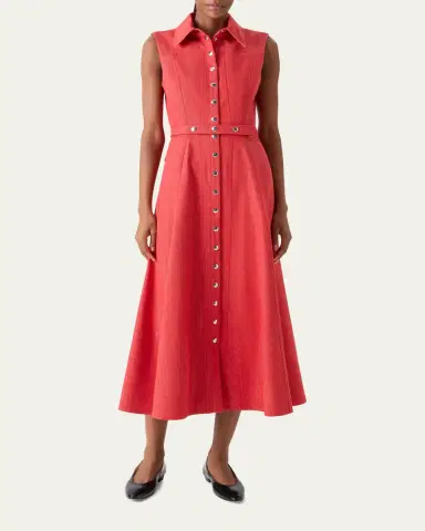 Akris Sleeveless Belted Denim Midi Shirtdress | Thumbnail 2 Akris Sleeveless Belted Denim Midi Shirtdress | Thumbnail 2