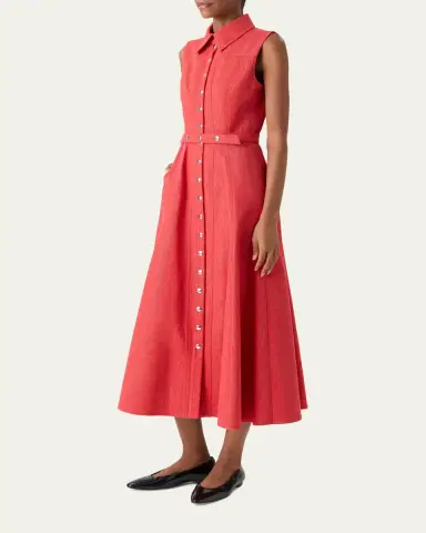 Akris Sleeveless Belted Denim Midi Shirtdress | Thumbnail 4 Akris Sleeveless Belted Denim Midi Shirtdress | Thumbnail 4