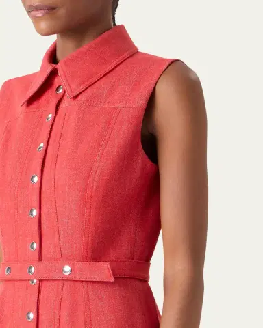 Akris Sleeveless Belted Denim Midi Shirtdress | Thumbnail 5 Akris Sleeveless Belted Denim Midi Shirtdress | Thumbnail 5