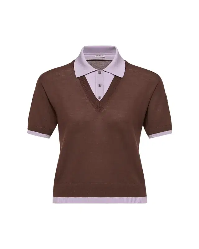 Short-Sleeve Layered Polo Sweater