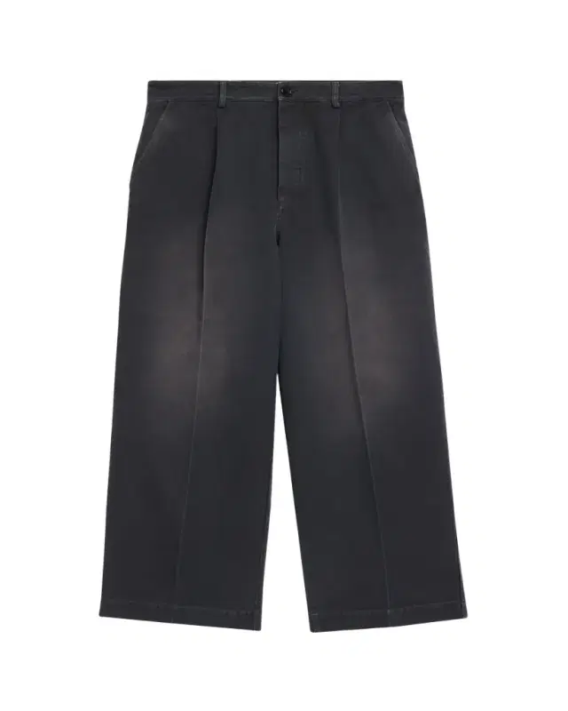 Men's Faded Denim Wide-Leg Pants
