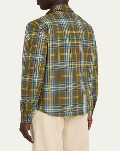 Moncler Men's Monogram Checked Nylon Shirt Jacket | Thumbnail 3