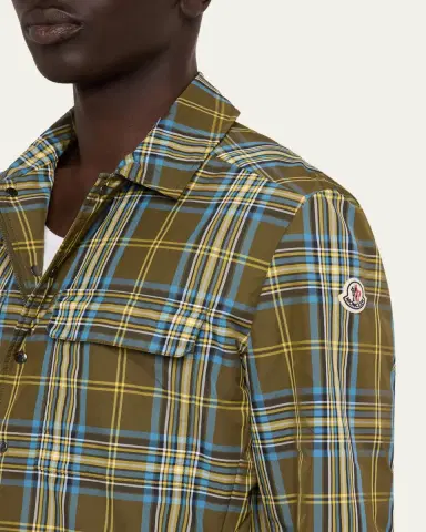 Moncler Men's Monogram Checked Nylon Shirt Jacket | Thumbnail 5