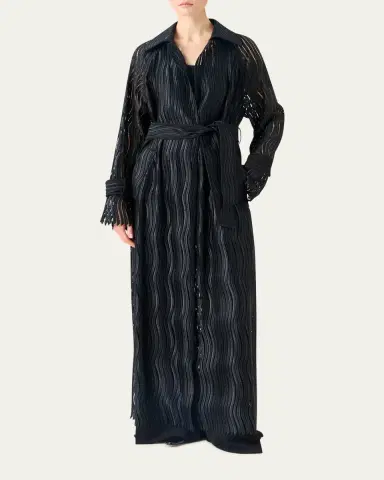 Akris Wave Embroidered Single-Breasted Long Coat | Thumbnail 2 Akris Wave Embroidered Single-Breasted Long Coat | Thumbnail 2