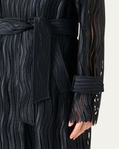 Akris Wave Embroidered Single-Breasted Long Coat | Thumbnail 5 Akris Wave Embroidered Single-Breasted Long Coat | Thumbnail 5